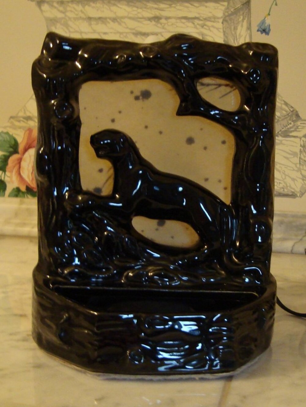 vintage MCM black panther TV lamp